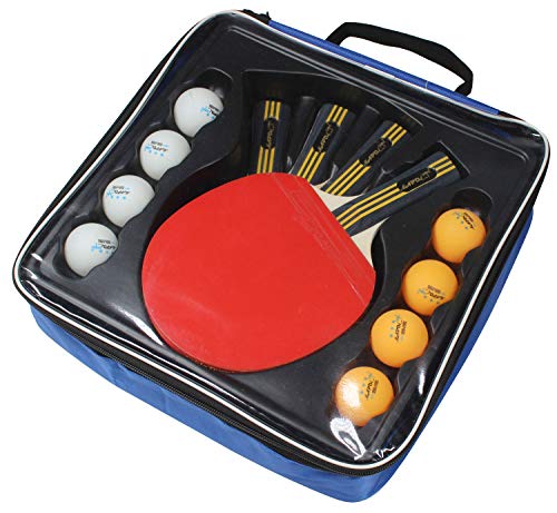 4 Player Table Tennis Set with 4 Paddles & 8 Balls - Portable Carry Case