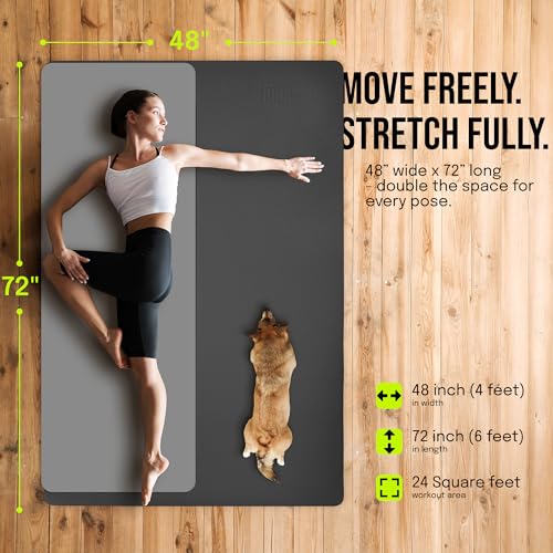 Extra Large Yoga Mat 6'x4' Thick Exercise Mat for Home Workout - Black, 1/4 Inch