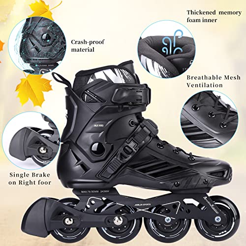 Men 7/Women 8 High Performance Outdoor Fitness Inline Skates - Black, JGMLZK