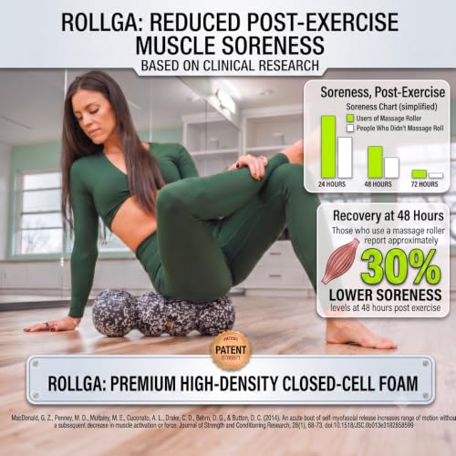 Rollga PRO High Density Ergonomic Foam Roller for Back Pain Relief - Black