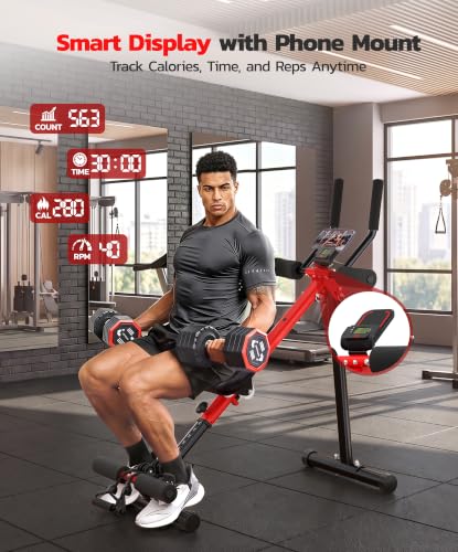 Foldable Ab Rowing Machine for Home Gym - Adjustable Core Trainer