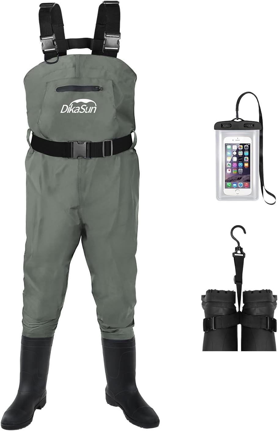 Skiennix Waterproof Fishing Waders - Durable 2-Ply Nylon/PVC Chest Waders with Boots | Sizes 4-13