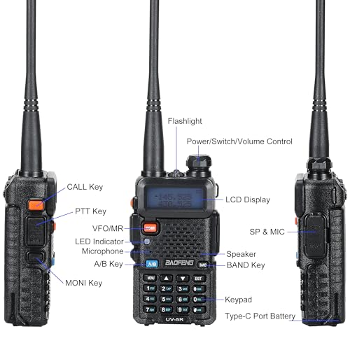 Baofeng UV-5R Dual Band Ham Radio Walkie Talkies 5W 1800mAh 6 Way Charger