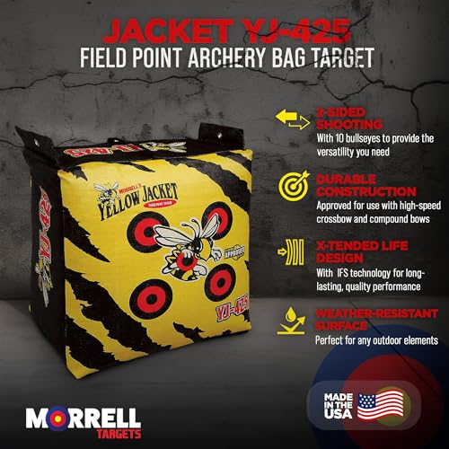 Morrell Yellow Jacket YJ-425 Outdoor Portable Archery Bag Target 1 Pack - 2 Sides with 10 Bullseyes and Carry Handle
