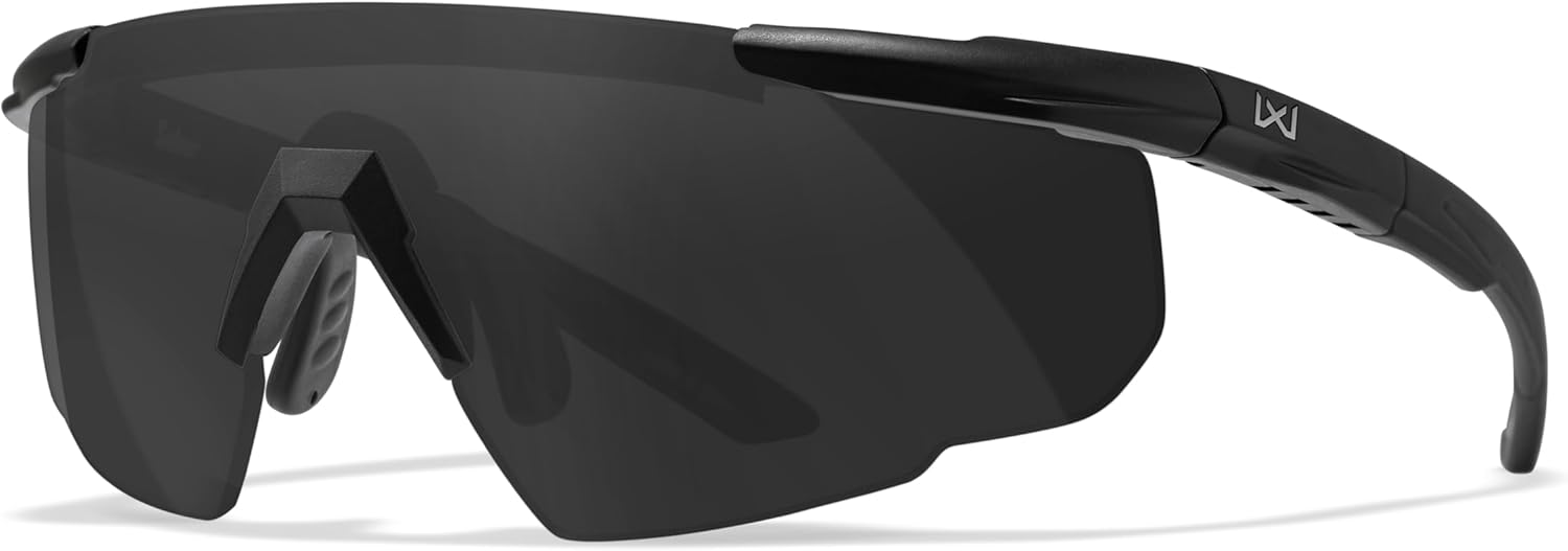 Wiley X Saber Advanced Shooting Glasses - ANSI Z87.1+ Safety Sunglasses for Men & Women | Matte Black Frames, Smoke Grey Lenses