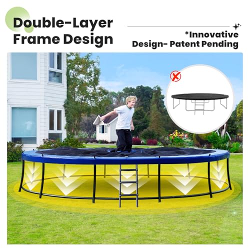 Zupapa 14FT Sky Blue Trampoline with Safety Enclosure & Ladder - 1800LBS Capacity