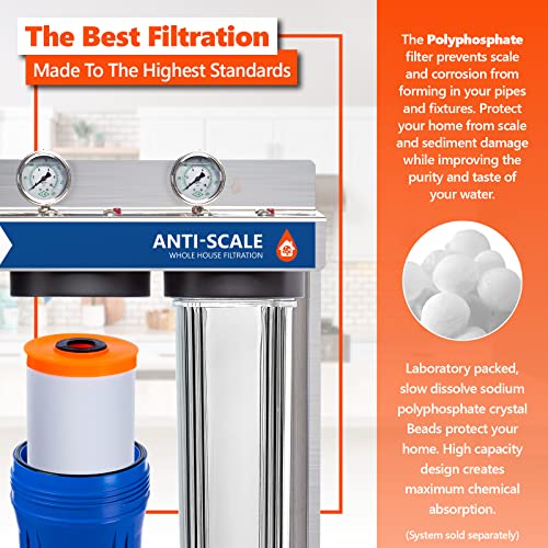 Express Water Polyphosphate Anti-Scale Water Filter Replacement 4.5”x20” - Individual Filter, Anti-Scale