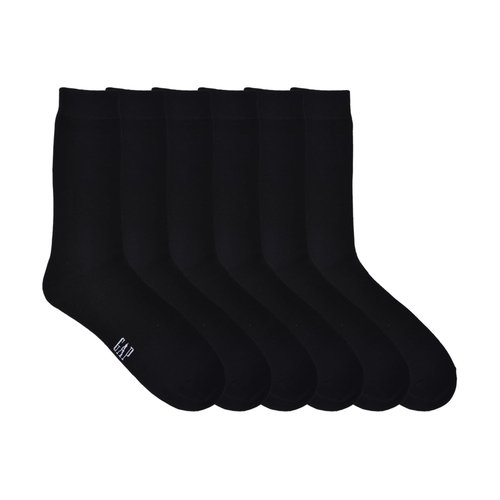 GAP Mens Crew Socks, Multi-Pack Adult Socks, Soft & Stretchy, Black (6-Pack), One Size