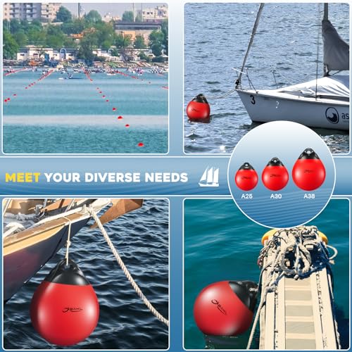 Red Vinyl Boat Buoy Ball 14.9x17.8 Inches for Mooring & Anchoring - Heavy Duty Marine Float