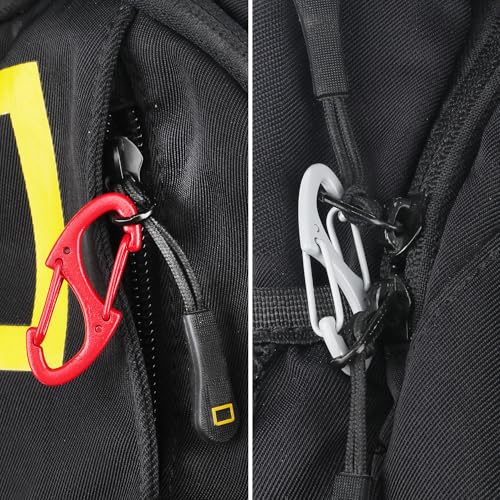 Black 30P Double Sided Mini Carabiner Clips - Lightweight Aluminum Keychain Hooks for Camping Hiking Outdoor