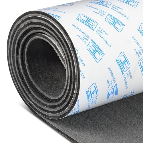 Oceanbroad Marine Grade Brushed EVA Foam Boat Flooring - Self-Adhesive, Non-Slip, 96"L x 38"W, Dark Gray