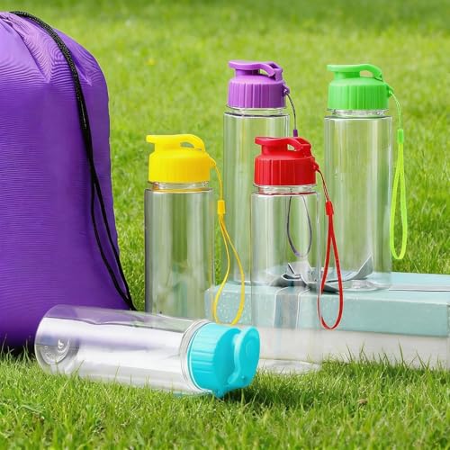 Bulk 100 Pack 17 oz Reusable Plastic Water Bottles & Drawstring Bags Set