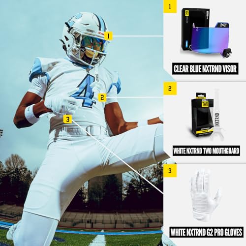 NXT Nxtrnd VZR3 Clear Blue Football Visor - Curved Lens, Anti-Fog, Universal Fit