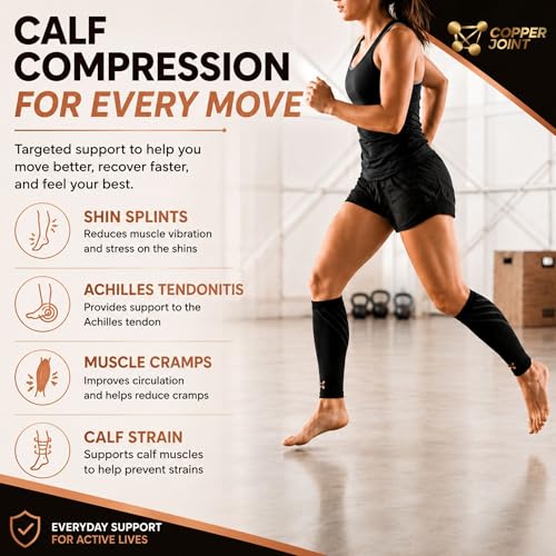 Calf Compression Sleeve for Men & Women, Black, Small, Firm Fit - Support & Recovery