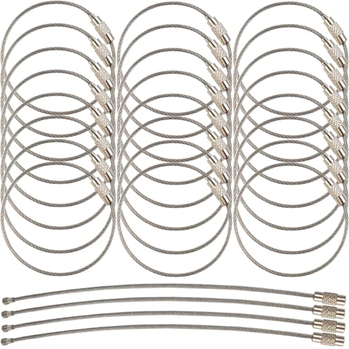 50PCS Stainless Steel Keychain Rings Heavy Duty Luggage Tags Cable Loops