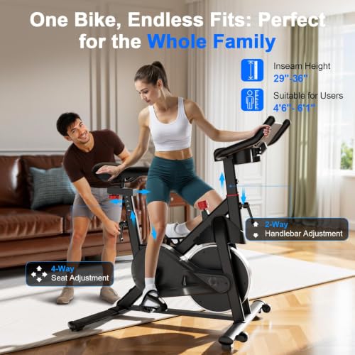 Lacuffy Pro-Silvery Indoor Cycling Bike with 32-Level Magnetic Resistance, Bluetooth App, Silent Belt Drive, Adjustable Seat & Handlebars