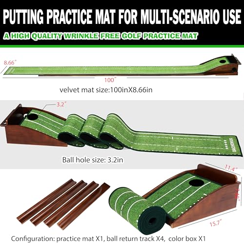 Dachenus Indoor Golf Putting Green Mat - Dark Green, Practice & Training