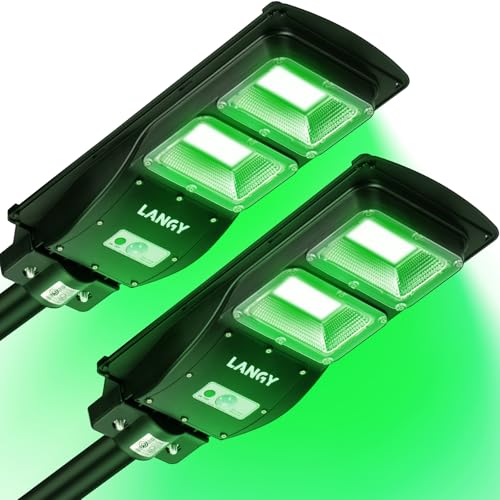 Solar Green Hunting Lights Set - 2 Pack 16000LM Night Hog & Deer Lights with Remote & Bracket