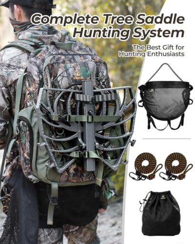Tree Saddle Hunting System with Aluminum Platform Safety Harness & Ropes