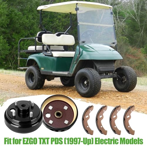 Golf Cart Brake Drum Kit for EZGO TXT Electric 1997+ Rear Brake Shoes & Spring Repair