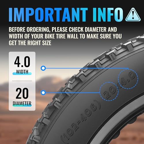 20x4.0 Inch Fat Tire Set for E-Bikes - Includes 2 Tires, 2 Tubes & Levers - All-Terrain Replacement for Hycline Ebike