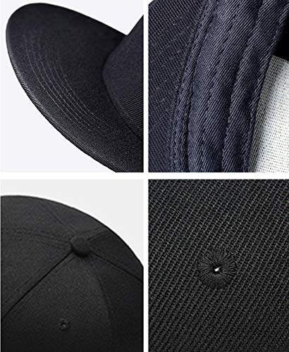 Adjustable Snapback Baseball Cap for Men Boys Skateboard Trucker Hat Black
