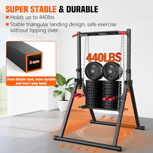 SERTT Black Foldable Power Tower for Pull Ups Dips & Push Ups - Adjustable Home Gym Equipment