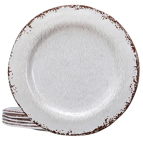 White Dinner Plate Set 11 Inch Melamine Plates - 6 Pieces Camper RV Tableware
