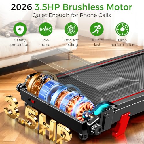 Foldable Walking Pad Treadmill with Handle Bar, Quiet 3.0HP Compact Home Exercise Machine