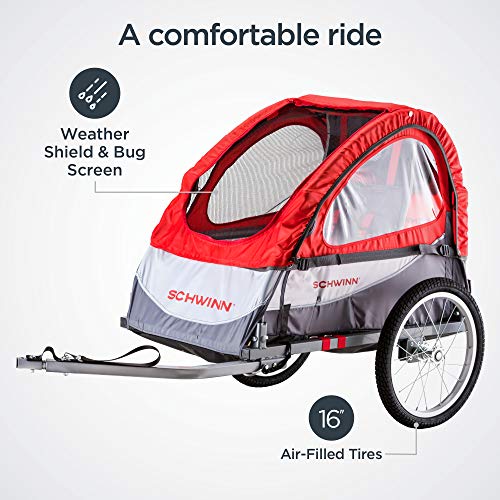 Kids Bike Trailer with Canopy & Safety Harness - Schwinn Trailblazer Plus