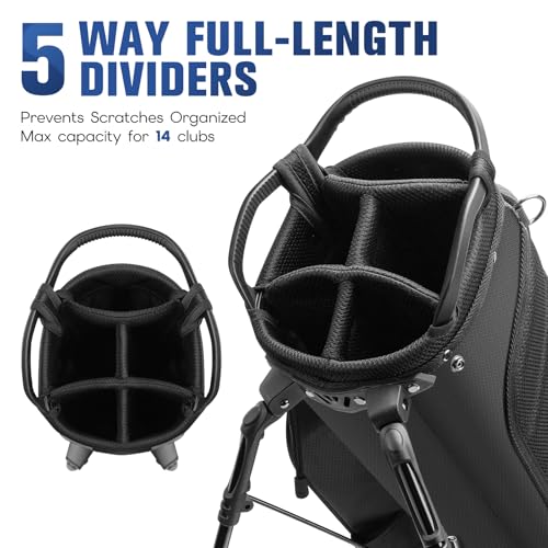 RIOROO 5-Way Golf Stand Bag with Full Dividers Lightweight Rain Cover Cooler