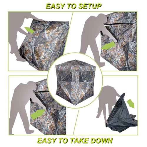 3 Person Hunting Blind - Portable Ground Blind with Silent Windows - Deer & Turkey Hunting Shelter - Variation of This Listing