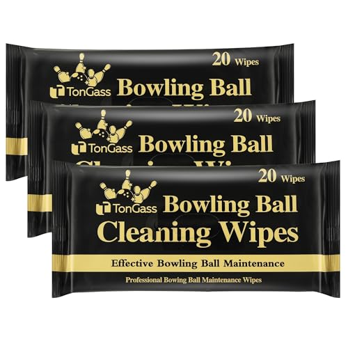 TonGass Bowling Ball Cleaner Wipes 3-Pack - 60 Portable Cleaning Wipes for Lane Oil Dirt