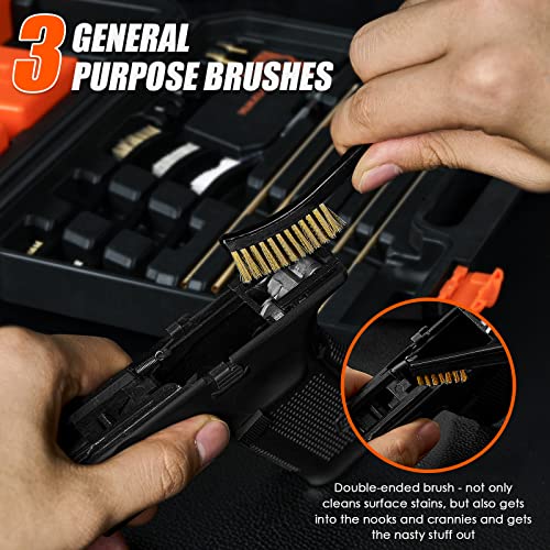 Universal Gun Cleaning Kit with Brass Brushes, Rods, Jags & Carry Case