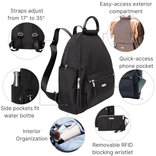 Women's RFID Phone Wristlet Backpack - Heritage Black, One Size