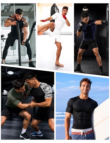 Roadbox Men's BJJ Rash Guard Short Sleeve - XX-Large Black with White Dragon, UPF 50+ MMA Swim Shirt for Surfing