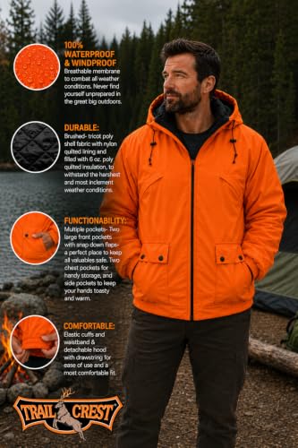 TrailCrest Men's 2X Orange Camo Waterproof Insulated Tanker Jacket - Blaze Orange