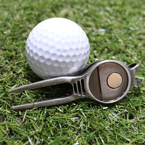 GOLTERS Golf Divot Repair Tool with Ball Marker, A Unique and Multi-Functional Golf Accessory, Nickel (Black 3)
