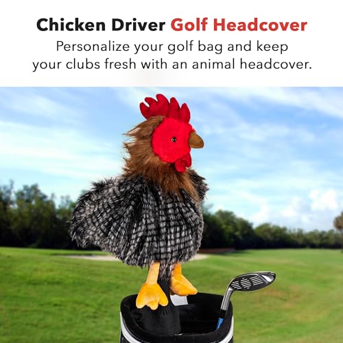 Golf Driver Headcover - Lifelike Chicken Design, UV-Resistant Fur, Fits 460cc Clubs