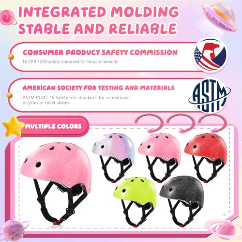 Kids Bike Helmet Set for Boys and Girls, Pink, Adjustable Safety Gear for Cycling and Outdoor Sports - S (50-54cm)