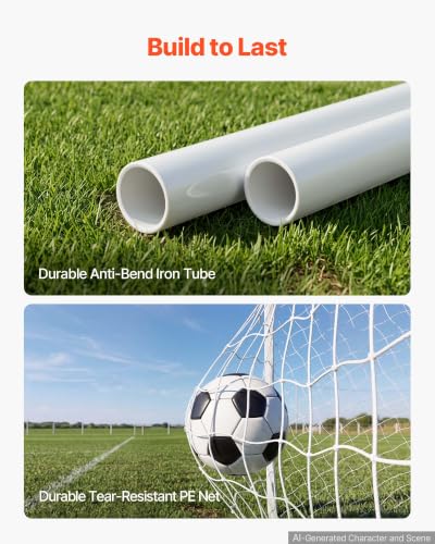 Soccer Goal 12x6 FT with Iron Frame and PE Net - Youth & Outdoor Use - Alloy Steel Variation