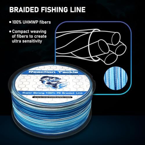 Reaction Tackle Hollow Core Fishing Line - 16 Strand Braided Design for Superior Strength
