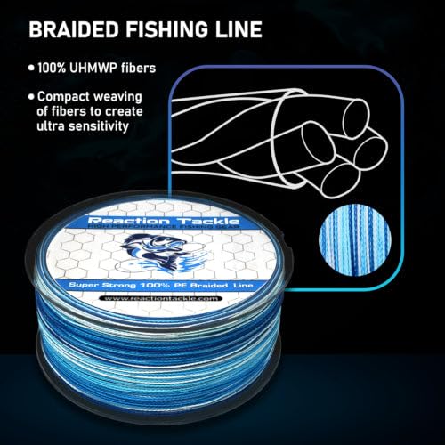 Reaction Tackle Braided Fishing Line Sea Blue 25LB 1000yd
