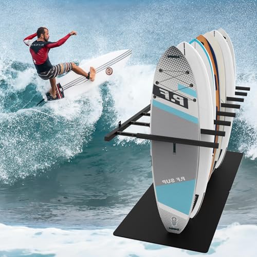 Neorexon Surfboard Wall Mount Rack 8 Arms - Safe Vertical Storage with Soft Sponge Sleeves