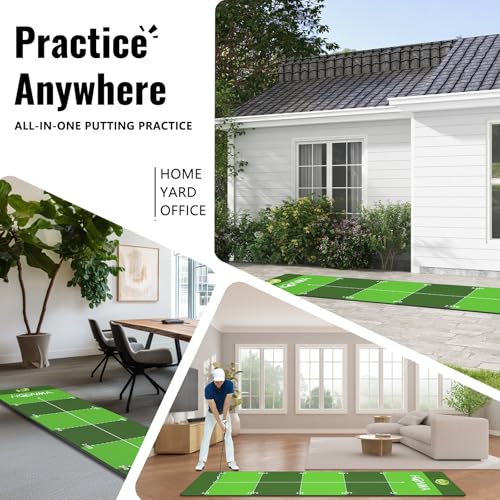 Indoor Golf Putting Mat 26x9ft with Distance Marks and Real Turf Feel