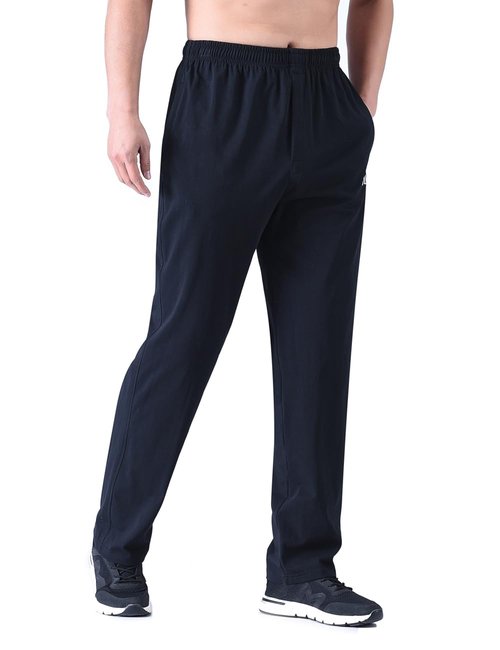 Zoulee Men's Front Zip Open-Bottom Sports Pants Sweatpants Trousers Thin Black 2XL