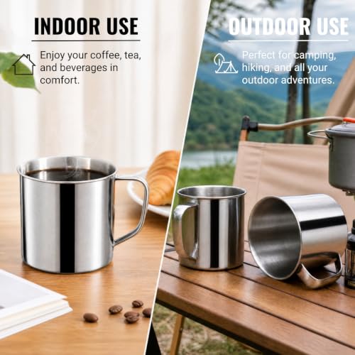 Stainless Steel Coffee Mug Set 6 Pack - 18.5 Oz Durable Travel Cups
