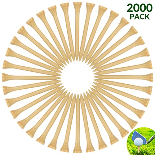 3-1/4 Inch Bamboo Golf Tees Bulk - Natural Wood Color, 3500 Pieces