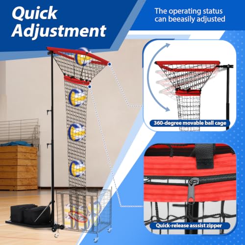 HVDI Volleyball Setter & Spike Trainer System 126" - Heavy Duty Training Aid with 88LB Sandbag Base & Dual Wheels