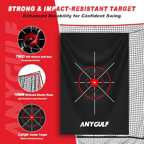 Heavy Duty Golf Practice Net 10x7ft with Mat & Accessories for Home Swing Training